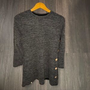 Simply Southern Gray Ribbed Tunic Dress w/ Buttons & Pockets Size Small